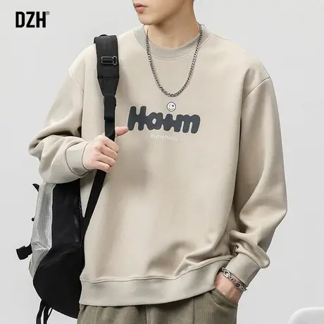 男生发泡印花卫衣男款无帽美式复古休闲长袖上衣2024新款外套春秋商品大图