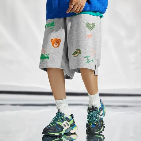 Nuthink美式潮牌夏季宽松短裤男潮流oversize国潮胖子肥佬篮球裤商品大图