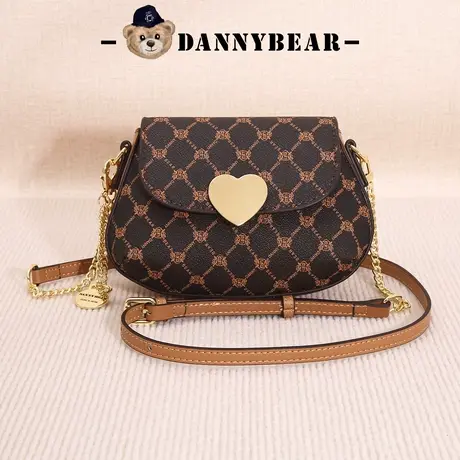 丹尼熊老花格子女包马鞍斜挎包链条小包新通勤时尚棕色DKB2826016商品大图