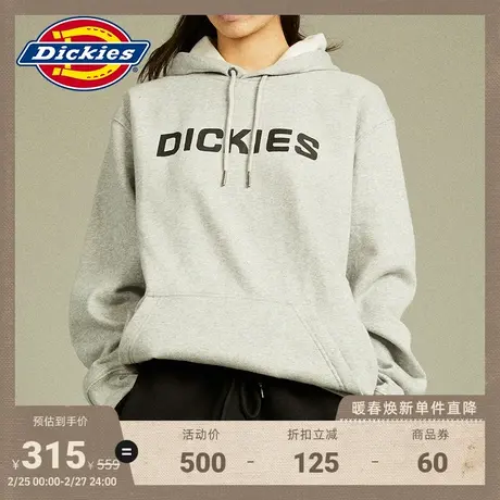 Dickies 秋冬logo字母印花加绒连帽美式卫衣 休闲运动宽松商品大图