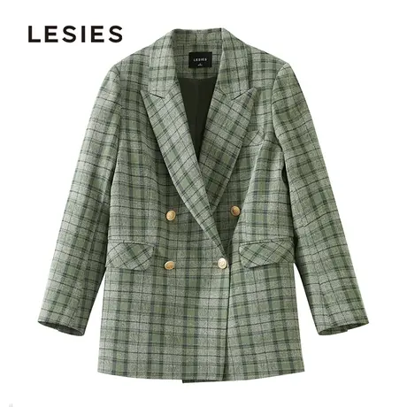 【线下专柜同款】LESIES蓝色倾情春秋款时尚通勤轻职风格子小西装商品大图