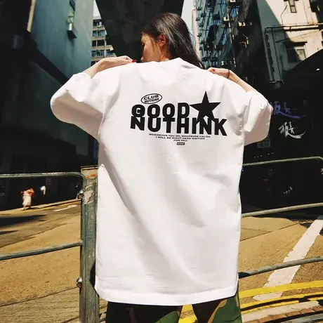 Nuthink国潮高街字母短袖T恤男潮牌潮流夏季宽松大码情侣半袖上衣商品大图