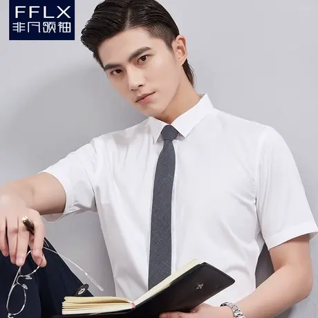 非凡领袖夏季新款免烫商务职业短袖衬衫男韩版修身上班工装白衬衣图片