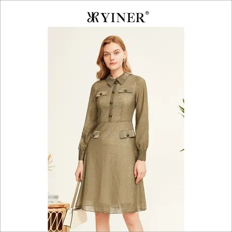 YINER音儿线上专选女装夏季法式真丝桑蚕丝衬衫连衣裙商品大图