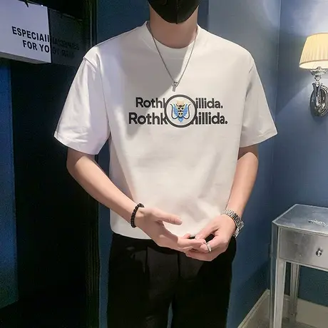 夏季时尚休闲刺绣痞帅轻熟修身半截袖T恤简约设计感学生短袖体恤图片