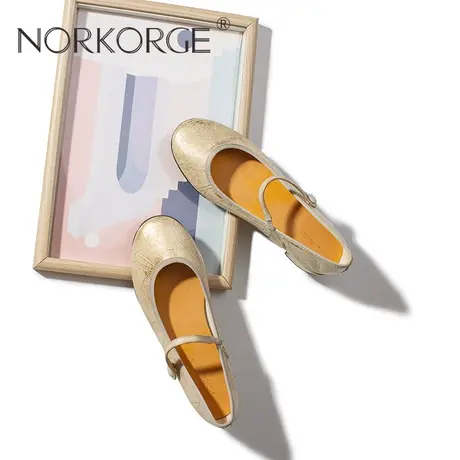 轻复古金色玛丽珍单鞋图片