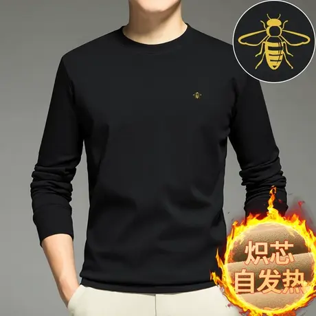 自发热感长袖t恤男SORONA炽芯保暖远红外双面内搭打底衫黑色秋衣商品大图
