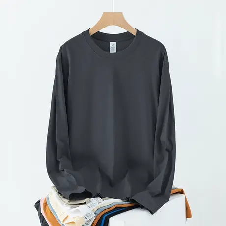 重磅纯棉长袖t恤男士潮流宽松内搭打底衫秋冬季全棉小衫圆领体恤商品大图