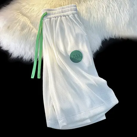 夏季休闲男士短裤港风宽松速干五分裤ins潮流美式冰丝直筒运动裤商品大图