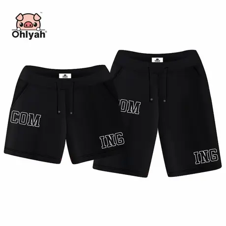 Ohlyah2022夏季新款情侣休闲五分裤中裤黑色短裤男女学生运动跑步商品大图