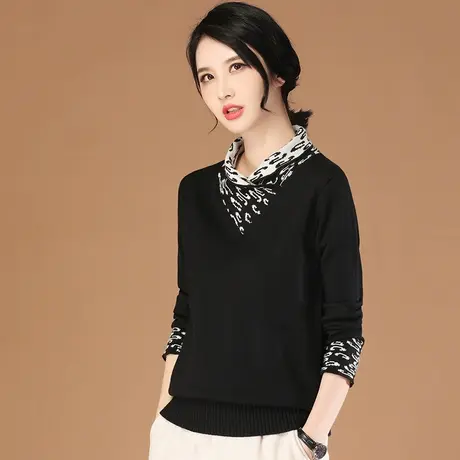 韩潮袭人提花小香风针织衫女2023年秋新款设计感V领休闲打底毛衣图片