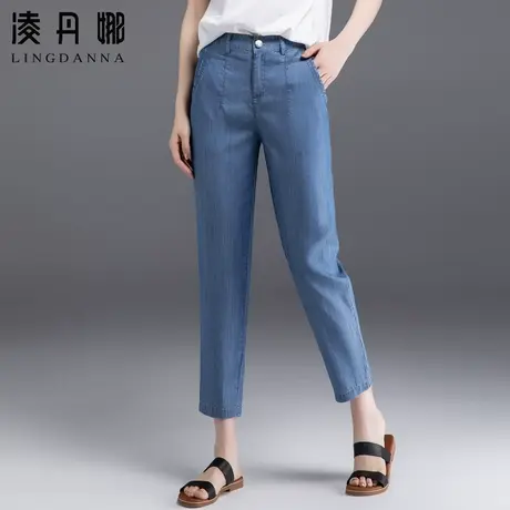 天丝牛仔裤女夏季薄款女裤休闲妈妈裤子九分裤烟管裤冰丝哈伦裤夏商品大图
