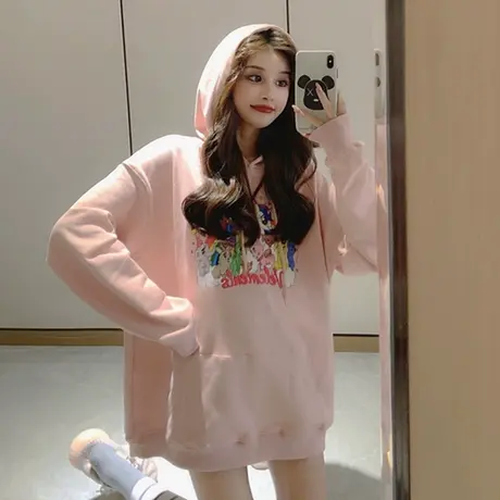 超火cec卫衣女潮ins连帽韩版宽松bf慵懒风百搭初秋薄款独角兽外套图片