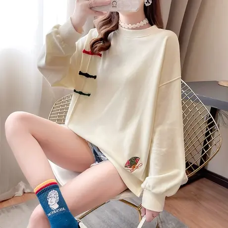 设计感小众初秋卫衣女春秋季韩版宽松ins薄款早秋绑带上衣外套潮图片