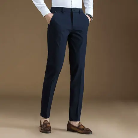 powo西裤男韩版修身黑色长裤商务休闲裤正装春秋季免烫小脚西服裤图片