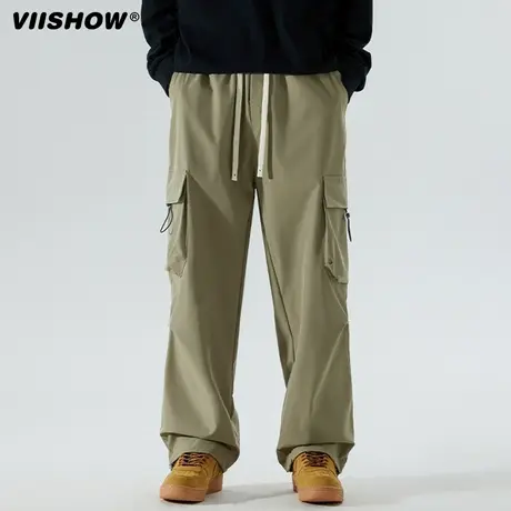 VIISHOW街头复古机能风工装束脚裤男女潮牌宽松阔腿休闲运动长裤商品大图