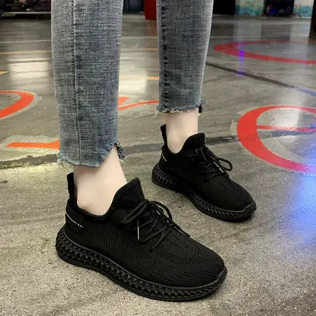 2023夏季全黑底运动鞋老北京布鞋女软底舒适上班工作鞋秋冬旅游鞋商品大图