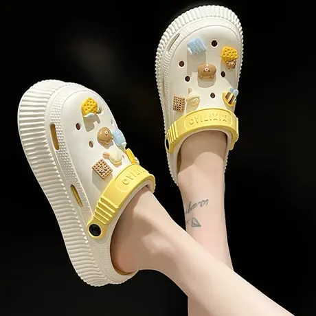高跟洞洞鞋女款夏季外穿超厚底增高防滑沙滩鞋包头凉鞋女2023新款商品大图