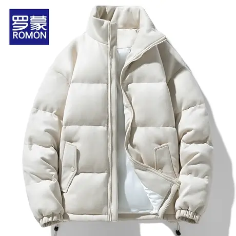 罗蒙2023冬季新款麂皮绒立领棉服男潮牌加厚保暖简约百搭冬装外套图片