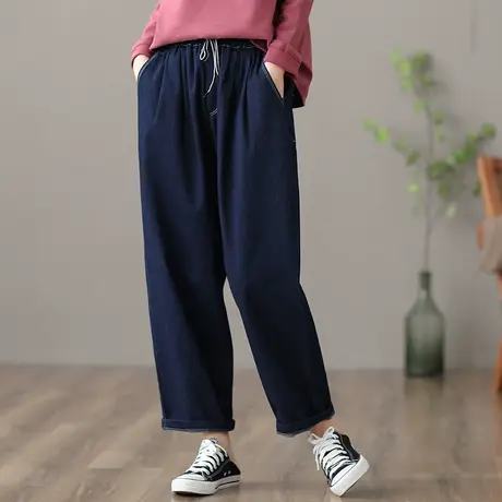 dza 高腰显瘦休闲春季牛仔裤子女士新款宽松阔腿裤百搭直筒复古裤图片