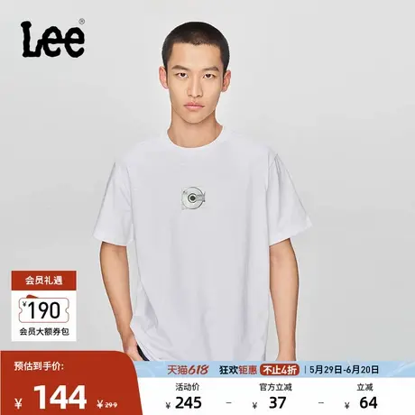 Lee25春夏新品舒适版圆领镭射光盘图案男短袖T恤休闲LMT0098444LE商品大图