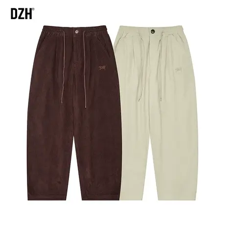 男士灯芯绒裤子宽松高街美式休闲裤男秋季男裤2023新款宽松直筒裤图片