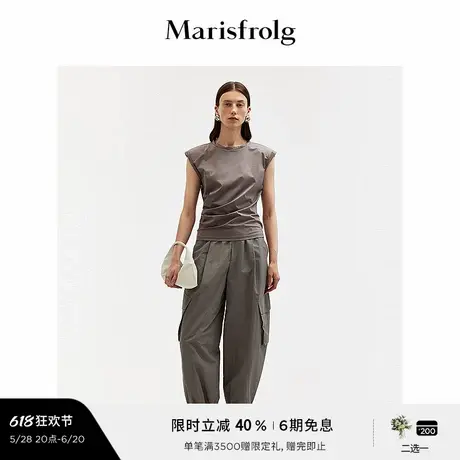 【蛋型裤】玛丝菲尔夏季时尚松紧腰头立体口袋工装香蕉裤商品大图