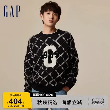 Gap男女装秋冬2023新款LOGO宽松廓形落肩针织衫718680时尚毛衣图片