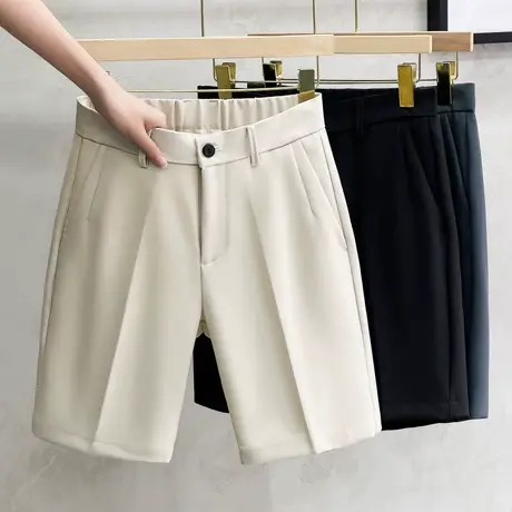 冰丝肌理男士时尚西装裤短裤韩版休闲五分中裤潮流夏季薄款小西裤商品大图