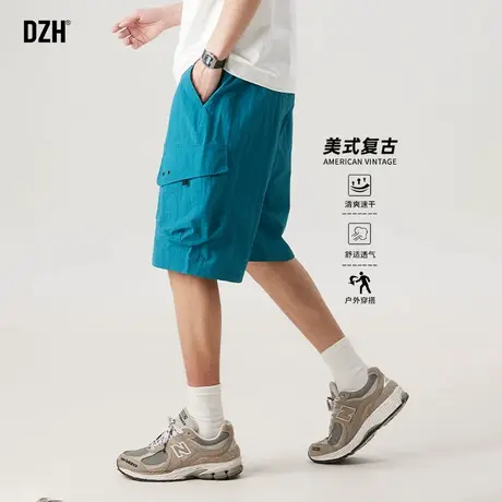 男士孔雀蓝速干短裤男夏外穿薄款休闲五分裤百搭2025新款工装裤子商品大图