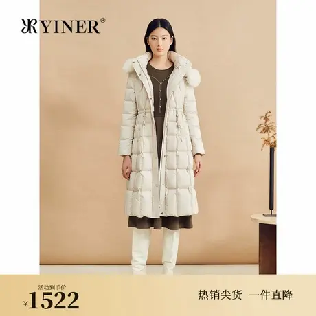 【泡芙蓬松】YINER音儿专选2024冬季新款高克重狐狸毛领长羽绒服商品大图