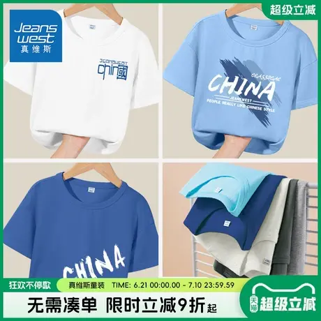 真维斯童装儿童短袖t恤男童纯棉透气休闲半袖大童夏季轻薄体恤衫图片