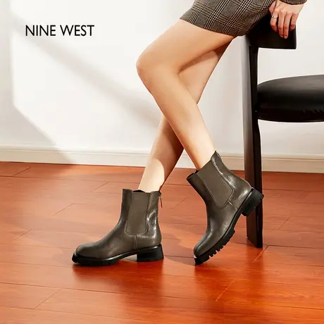 【今日11点 限量秒杀】Nine West/玖熙短靴英伦风方头显瘦时装靴商品大图