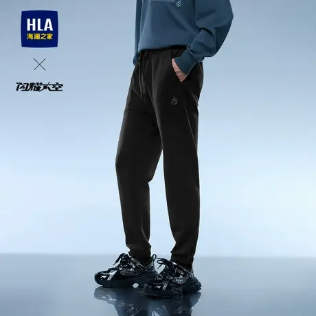 HLA/海澜之家轻商务航天系列卫裤24秋冬新款抽绳系带弹力休闲裤男商品大图