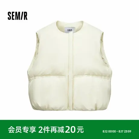 森马羽绒马甲女纯色收腰圆领叠穿2025冬新款oversize肌理花苞外套图片