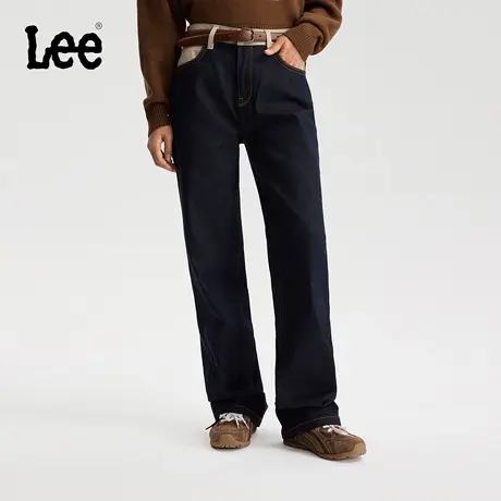 【张凌赫代言】Lee商场同款25冬新429标准直脚拼接清水洗女牛仔裤图片