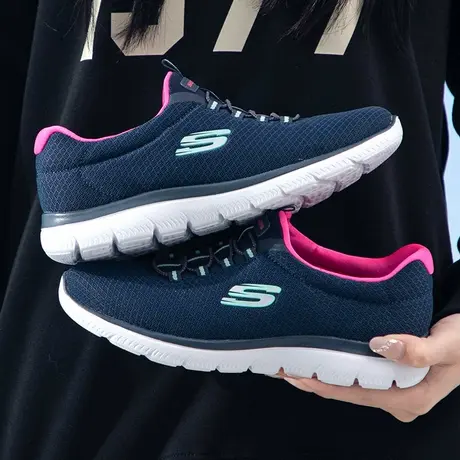 Skechers斯凯奇休闲鞋女新款轻便透气妈妈鞋一脚穿耐磨健步鞋商品大图