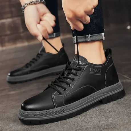 2023秋季新款防水雨鞋厨房防滑鞋男士休闲皮鞋劳保专用防泼水雨靴商品大图