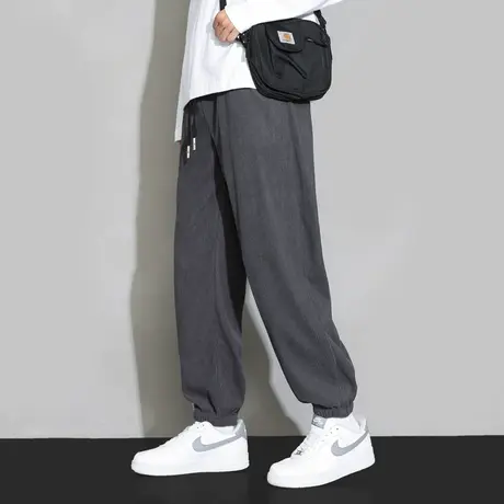 裤子男款春秋季束脚运动卫裤2023新款男士痞帅潮牌灯芯绒休闲长裤商品大图