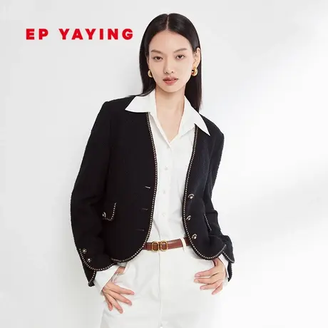 EP YAYING雅莹女装 羊毛针织花呢小香风外套 商场同款1235A图片
