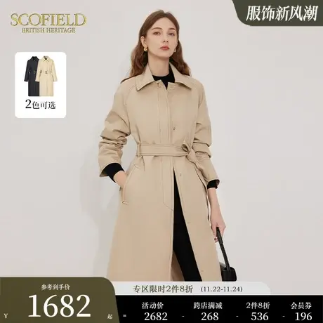 Scofield英伦通勤气质中长款直筒米色风衣外套女装秋冬新款商品大图