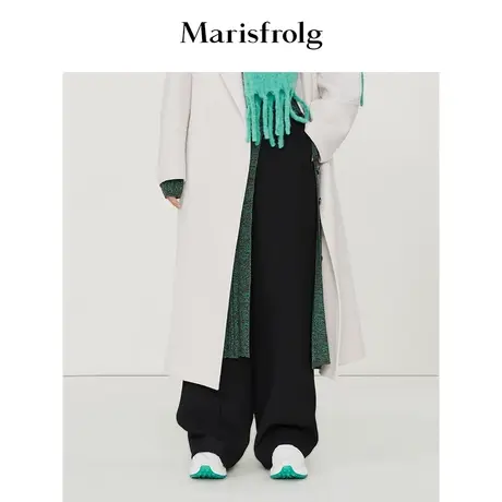 【日本进口面料】玛丝菲尔冬季新款黑色三醋酸垂坠休闲裤商品大图