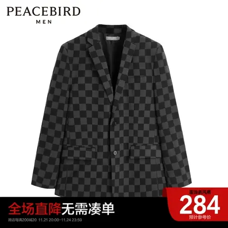 太平鸟男装 秋新款棋盘格宽松西服时尚便服图片