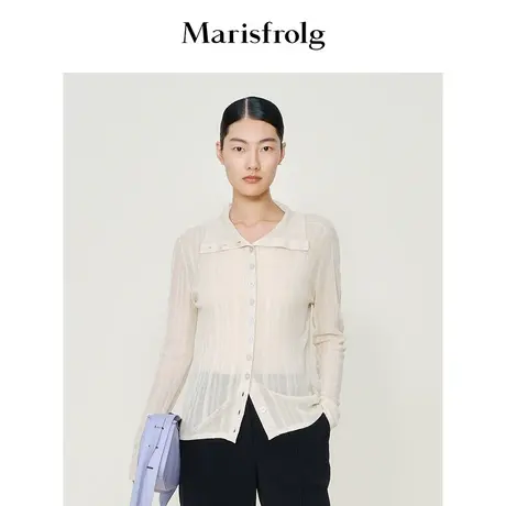 【气质小高领】玛丝菲尔秋季新款杏色打底针织衫立领开衫商品大图