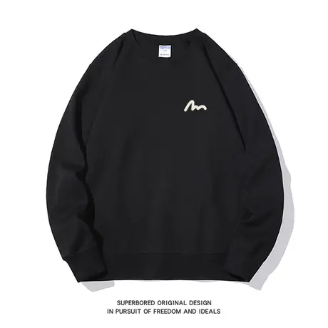 秋季新款简约字母印花圆领卫衣男薄款港风学生宽松休闲上衣商品大图