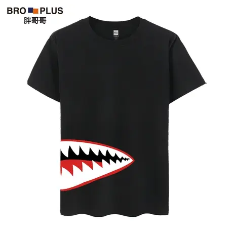 胖哥哥短袖男潮流印花夏季宽松T恤大码男装胖子T恤男士半袖上衣图片