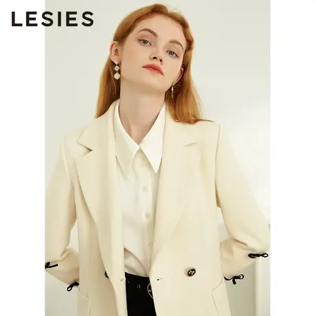 LESIES蓝色倾情春秋装新款设计感蝴蝶结休闲通勤小西装外套女图片