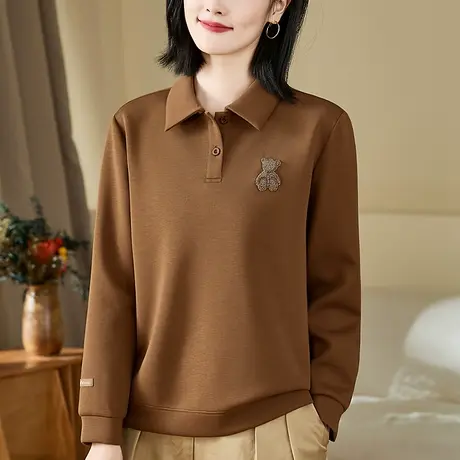 翻领卫衣女春秋2024年新款时尚宽松休闲套头上衣中年妈妈显瘦外套商品大图