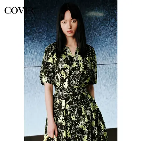 COVER夏季手工碎褶浪漫花苞袖衬衫图片