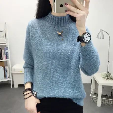 雪尼尔毛衣女秋冬套头2025新款宽松加厚内搭加绒打底衫外穿上衣商品大图